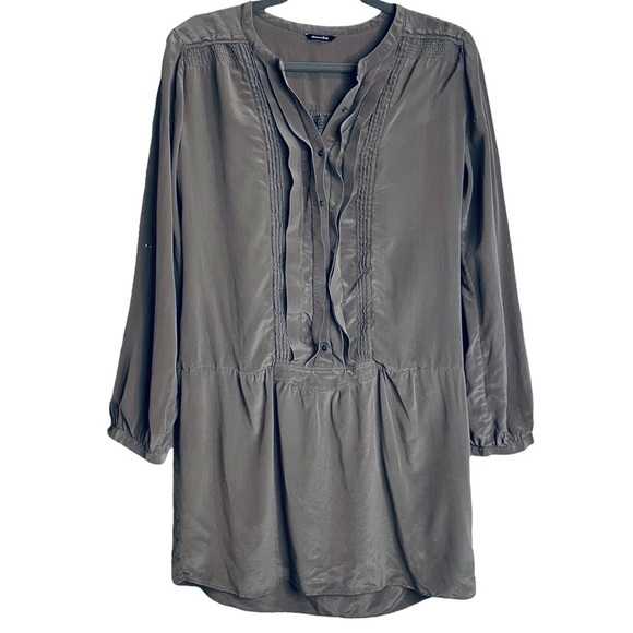 Massimo Dutti silk ruffle tab sleeve tunic dress - Picture 1 of 10